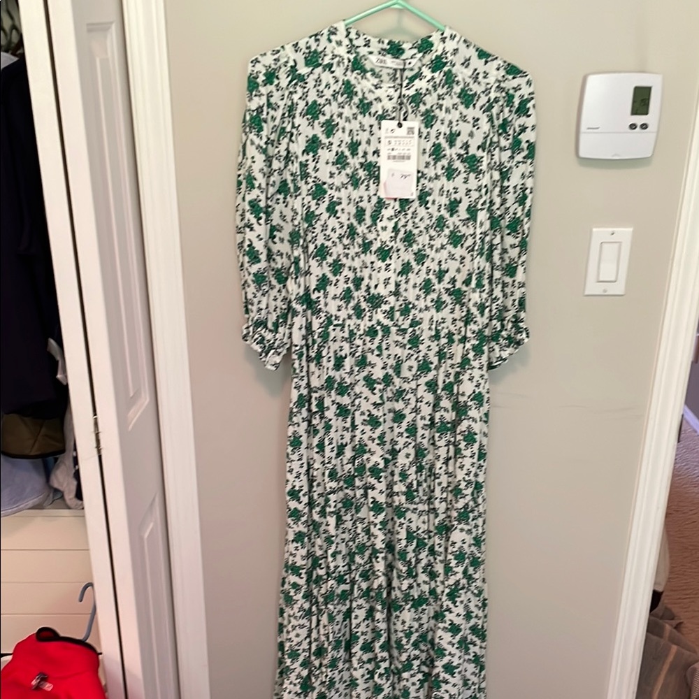 Zara green Floral Dress